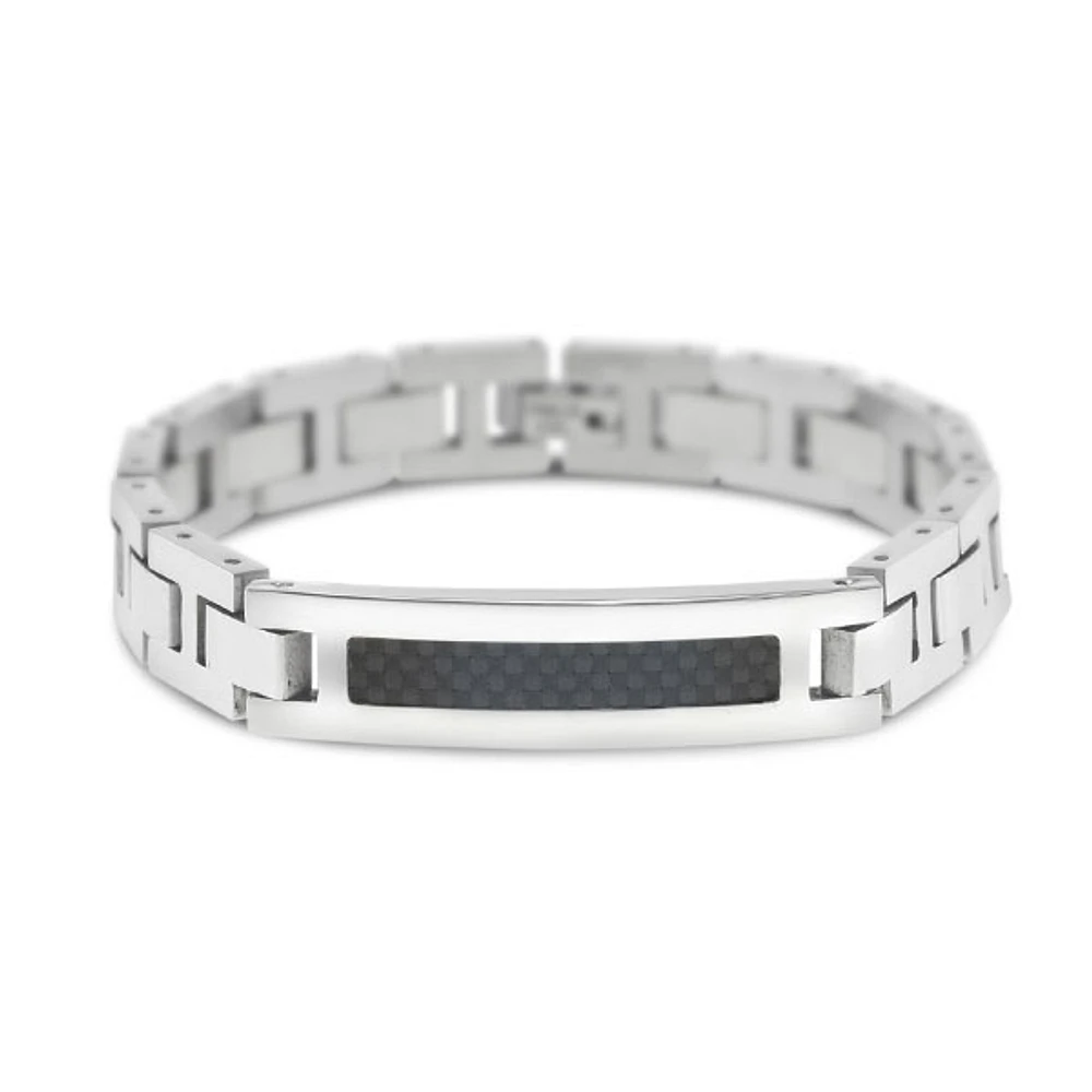 Stainless Steel Carbon Fiber ID Bracelet 150124