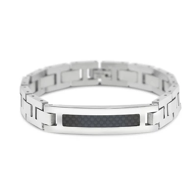 Stainless Steel Carbon Fiber ID Bracelet 150124