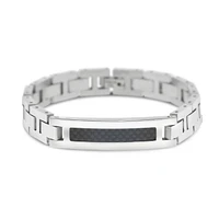 Stainless Steel Carbon Fiber ID Bracelet 150124