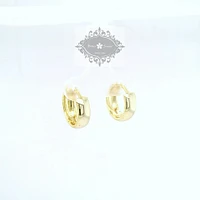 Yellow Gold Plated Sterling Silver  Round Plain Huggies Earrings 155079