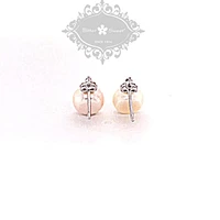 Sterling Silver Cubic Zirconia Pearl Earrings 143286