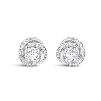 Sterling Silver  Round Twist Cubic Zirconia Earrings 155049