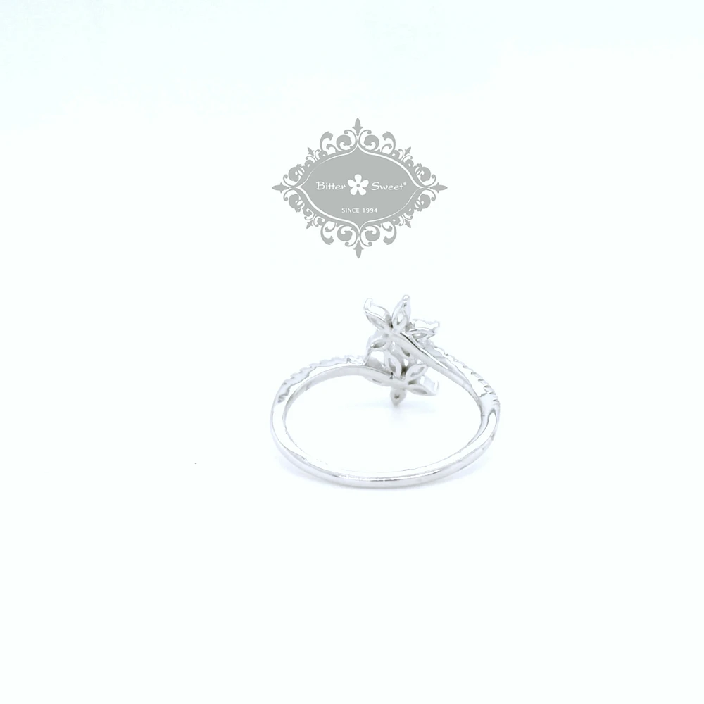 Sterling Silver Flower Cubic Zirconia Ring 153106