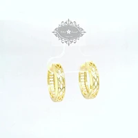 Yellow Gold Sterling Silver Cubic Zirconia Baguette Huggies Earrings 155067
