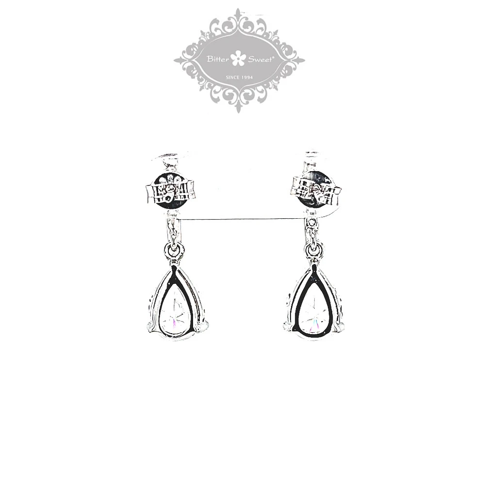 Sterling Silver Teardrop Cubic Zirconia Drop Earrings 147699