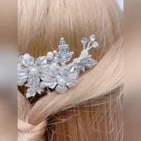 Bridal Silver Flower Hair Clip 142042