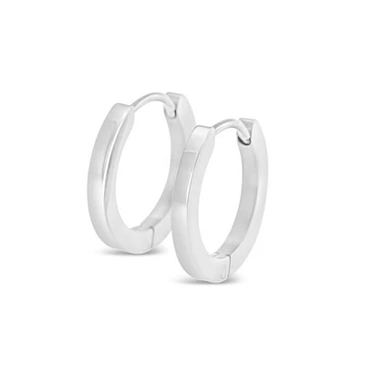 Stainless Steel Silver Square Huggie Earrings 150384