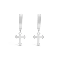 Stainless Steel Silver Cross Huggie Earrings 150107