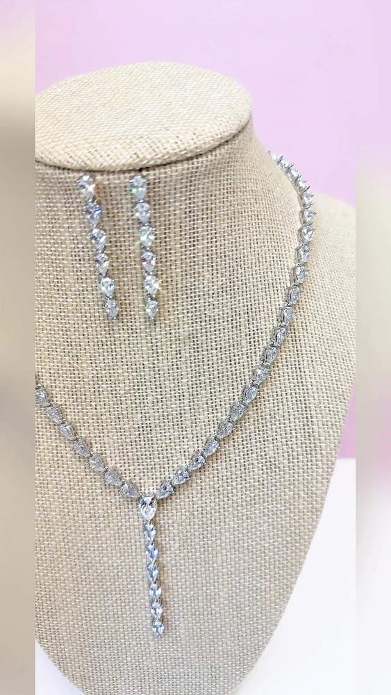 Bridal Silver Cubic Zirconia Necklace & Earrings Set