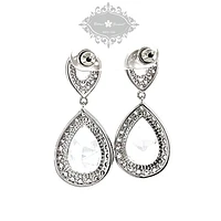Bridal Silver Cubic Zirconia Tear Drop Earrings 126632
