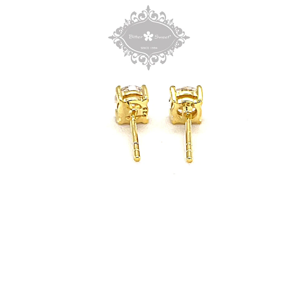 Gold Plated Sterling Silver Cubic Zirconia 8 Hearts 8 Arrows 5mm Studs 143345