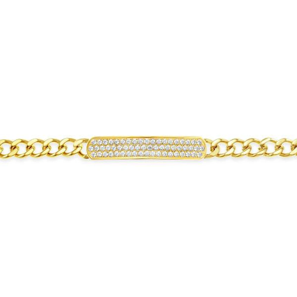 Stainless Steel Cubic Zirconia ID Gold Bracelet 150128