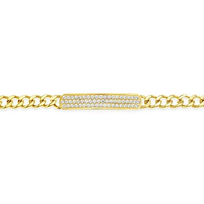 Stainless Steel Cubic Zirconia ID Gold Bracelet 150128