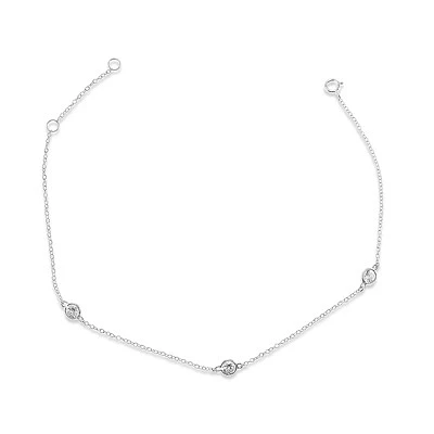 Sterling Silver Cubic Zirconia Bezel Anklet 143318