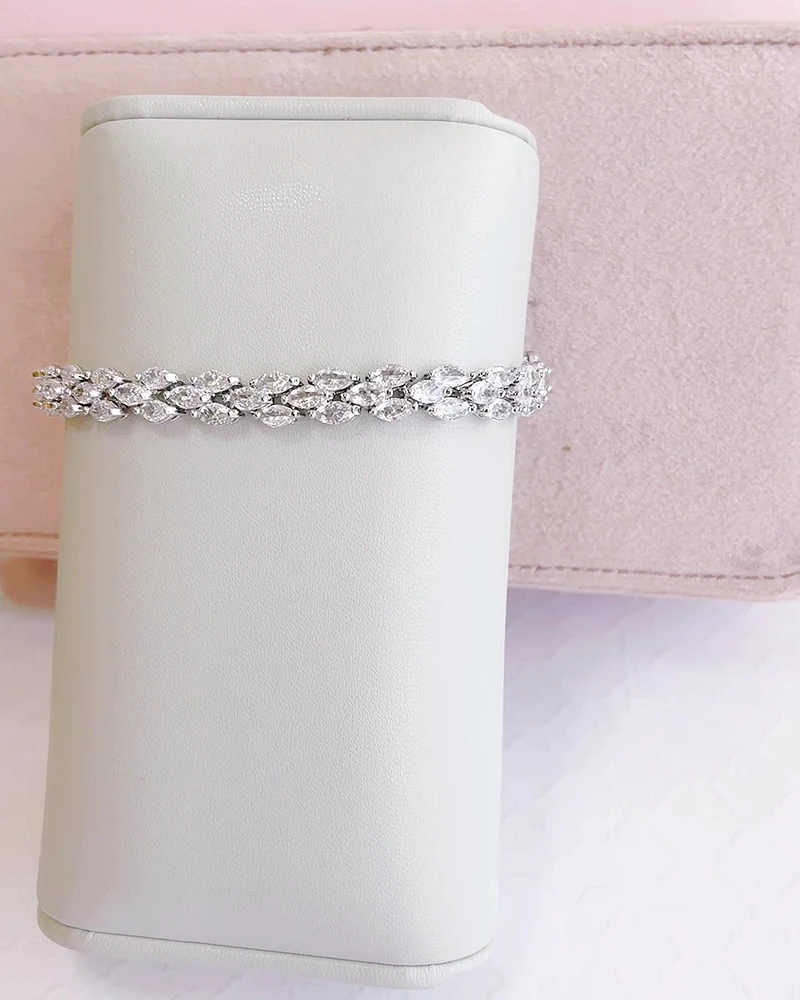 Bridal Silver Cubic Zirconia Marquise Bracelet