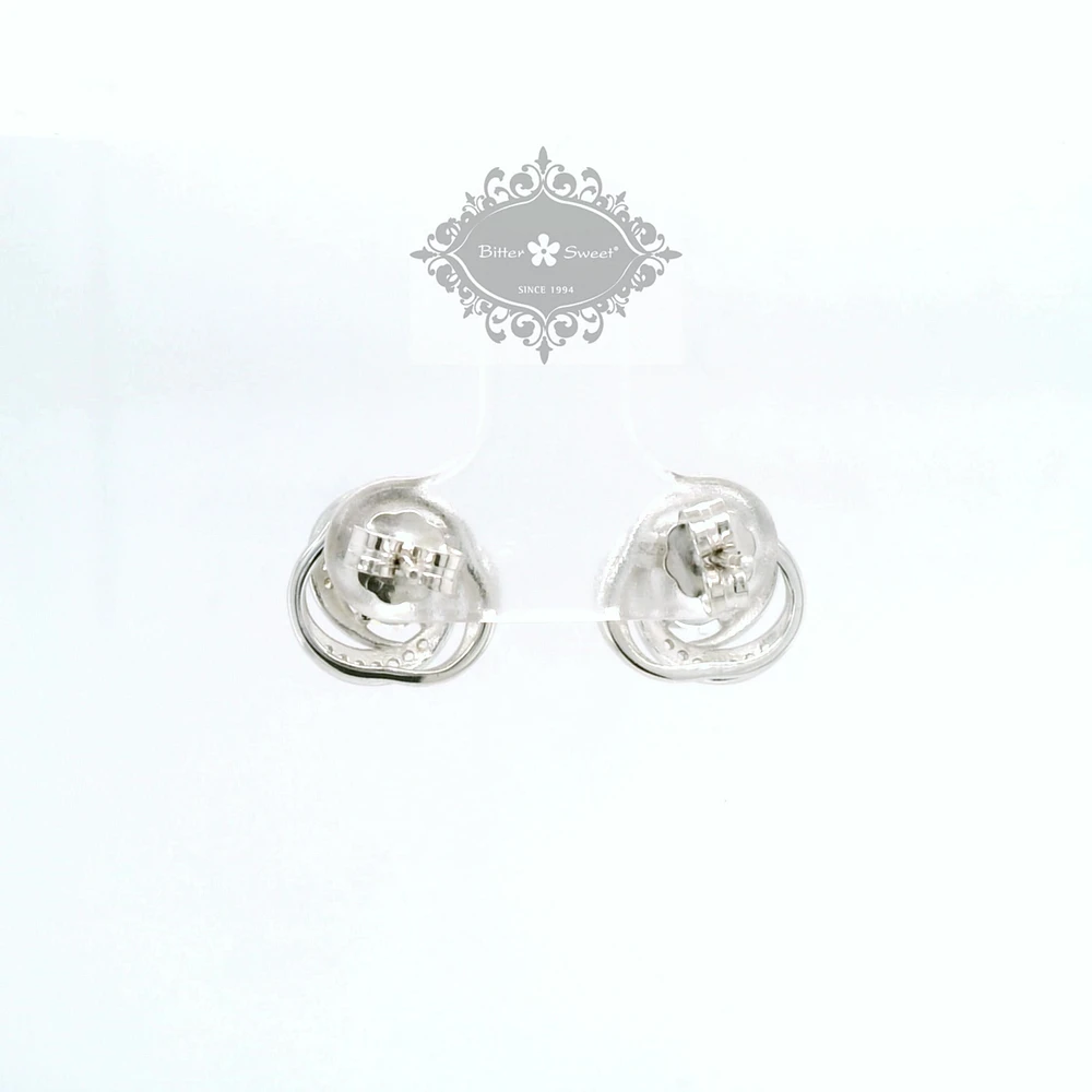 Sterling Silver  Round Twist Cubic Zirconia Earrings 155049