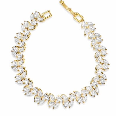 Bridal Gold Cubic Zirconia Silver Bracelet