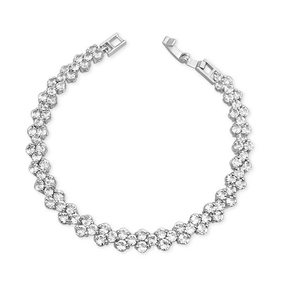 Bridal Silver  Cubic Zirconia Round   Bracelet 155192