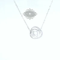 Sterling Silver Round Outline Twist Cubic Zirconia Necklace155048
