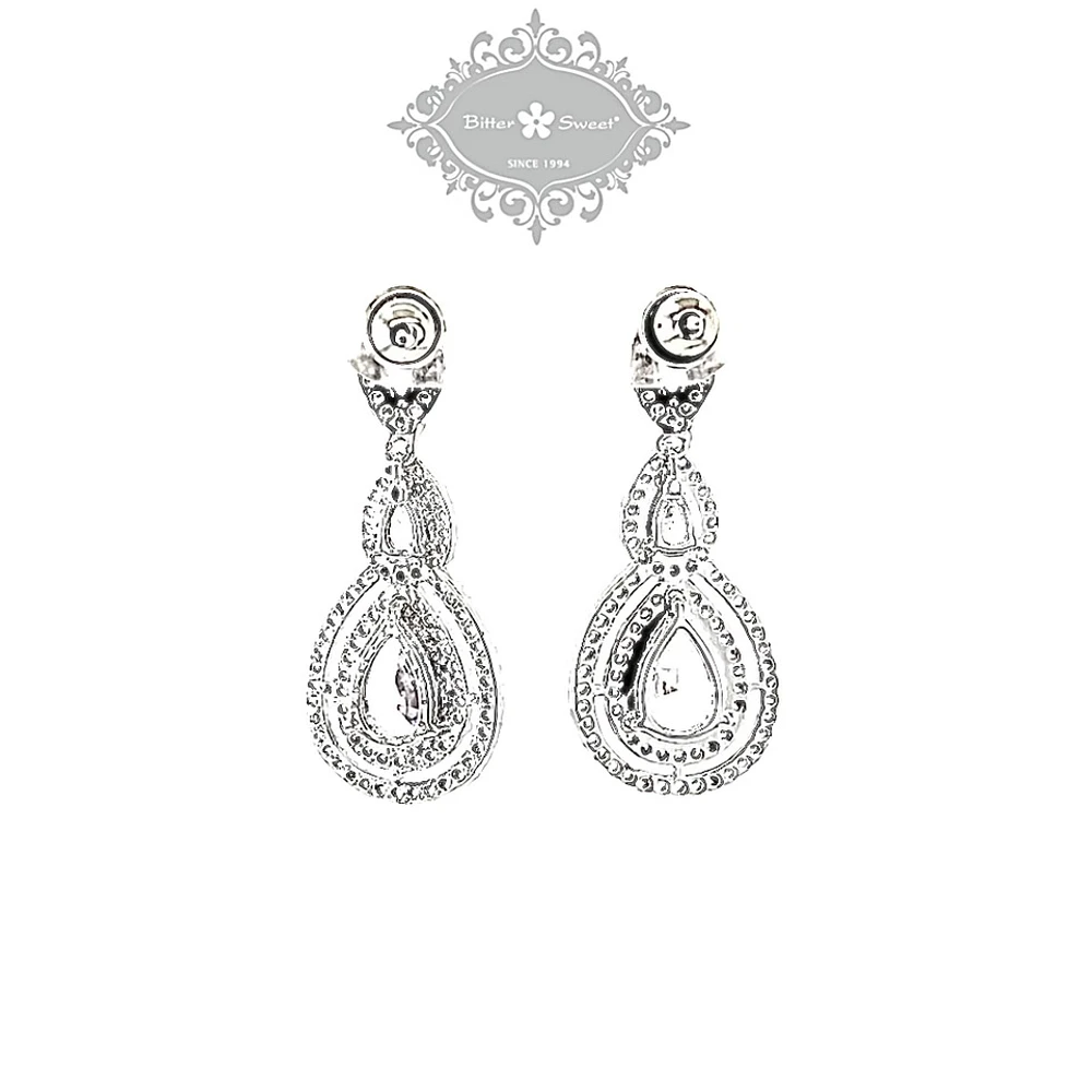 Bridal Silver Cubic Zirconia Tear Drop Earrings 127606