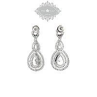 Bridal Silver Cubic Zirconia Tear Drop Earrings 127606