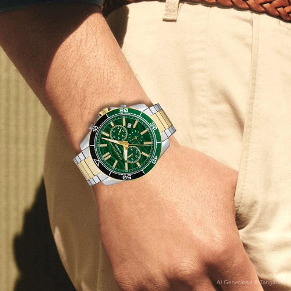 Armani Exchange Two-Tone Chronograph Watch Green Dial AX1966 154689