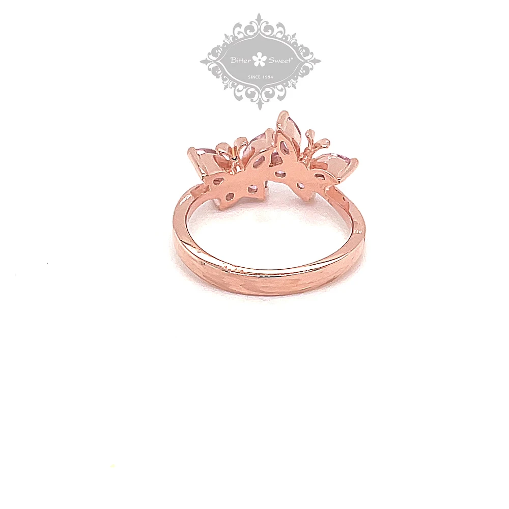 Rosegold Plated Sterling Silver Cubic Zirconia Butterfly Ring