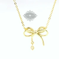 Gold Plated Sterling Silver Bow Cubic Zirconia Necklace 153080