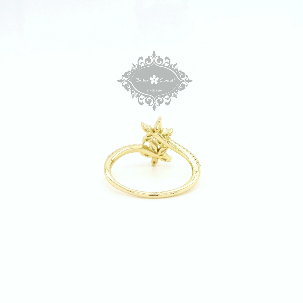 Gold Plated Sterling Silver Flower Cubic Zirconia Ring 153111