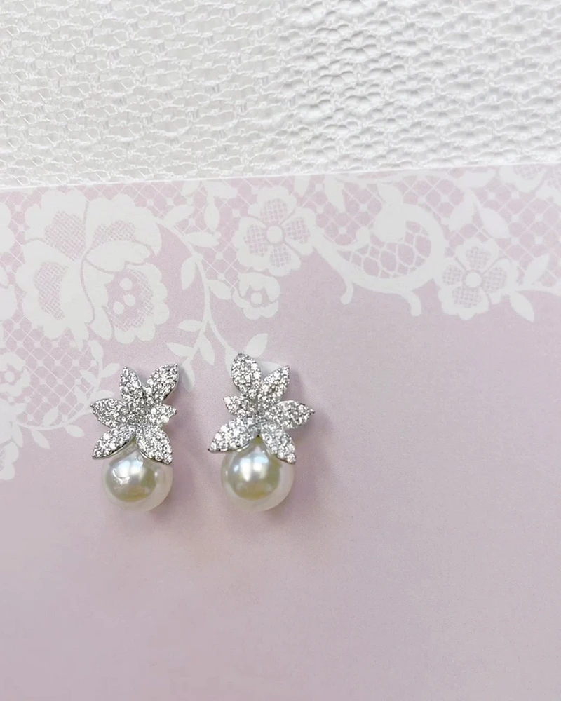 Bridal Pearl Cubic Zirconia Earrings 152097
