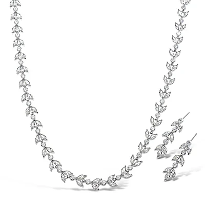 Cubic Zirconia Necklace & Earrings Set 131629