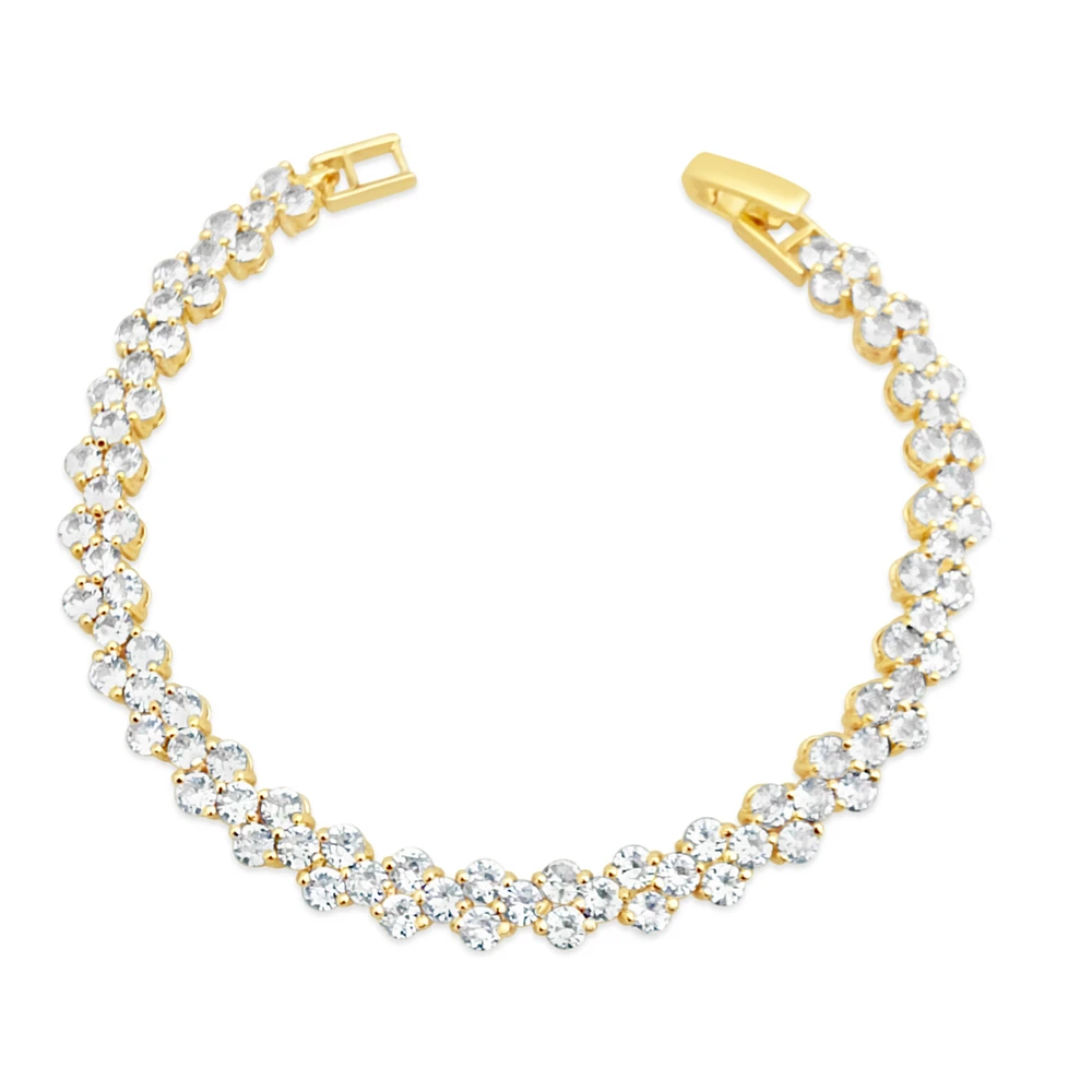 Bridal Gold Cubic Zirconia Round   Bracelet 155193