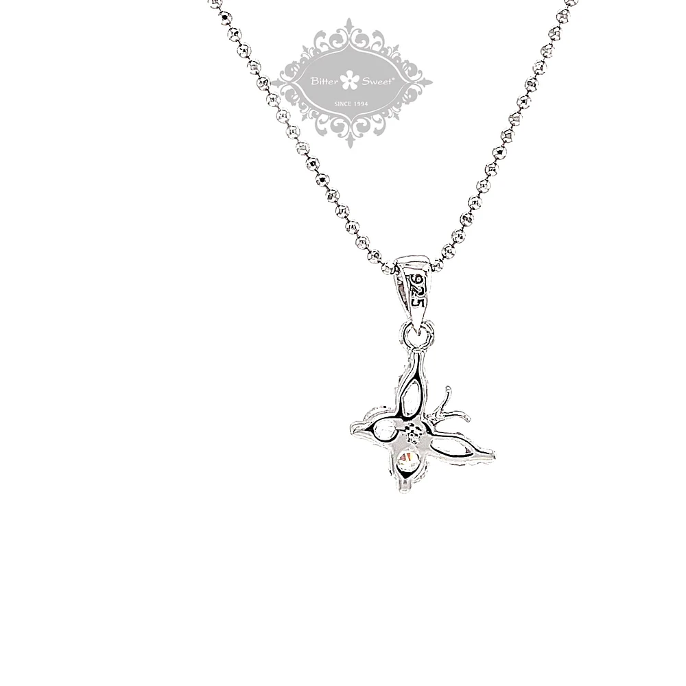 Sterling Silver Cubic Zirconia Butterfly Necklace