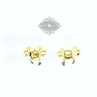 Gold Plated Sterling Silver Bow Cubic Zirconia Earrings 153082