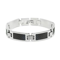 Stainless Steel Carbon Fiber Link Bracelet 150125