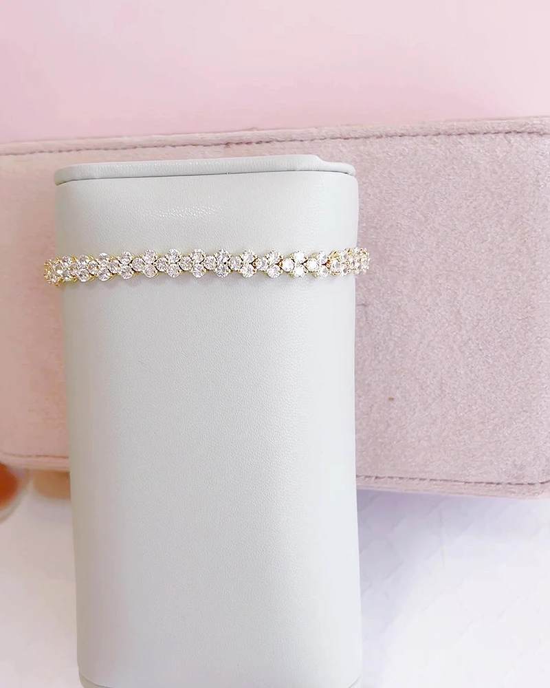 Bridal Gold Cubic Zirconia Round   Bracelet 155193