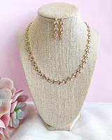 Bridal Gold Cubic Zirconia Necklace and Earrings Set