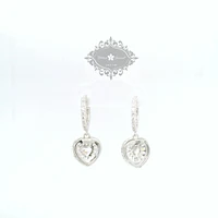 Sterling Silver Heart Cubic Zirconia Hoop Earrings 153219