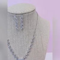 Bridal Silver Cubic Zirconia Necklace & Earrings Set