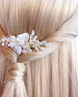 Bridal Gold Flower Hair Clip 137624