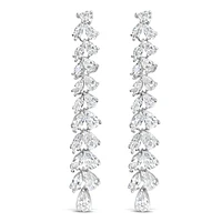 Bridal  Silver Tear Drop Long   Cubic Zirconia Earrings 155162