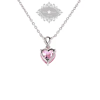 Sterling Silver Cubic Zirconia Pink Heart Necklace 144903