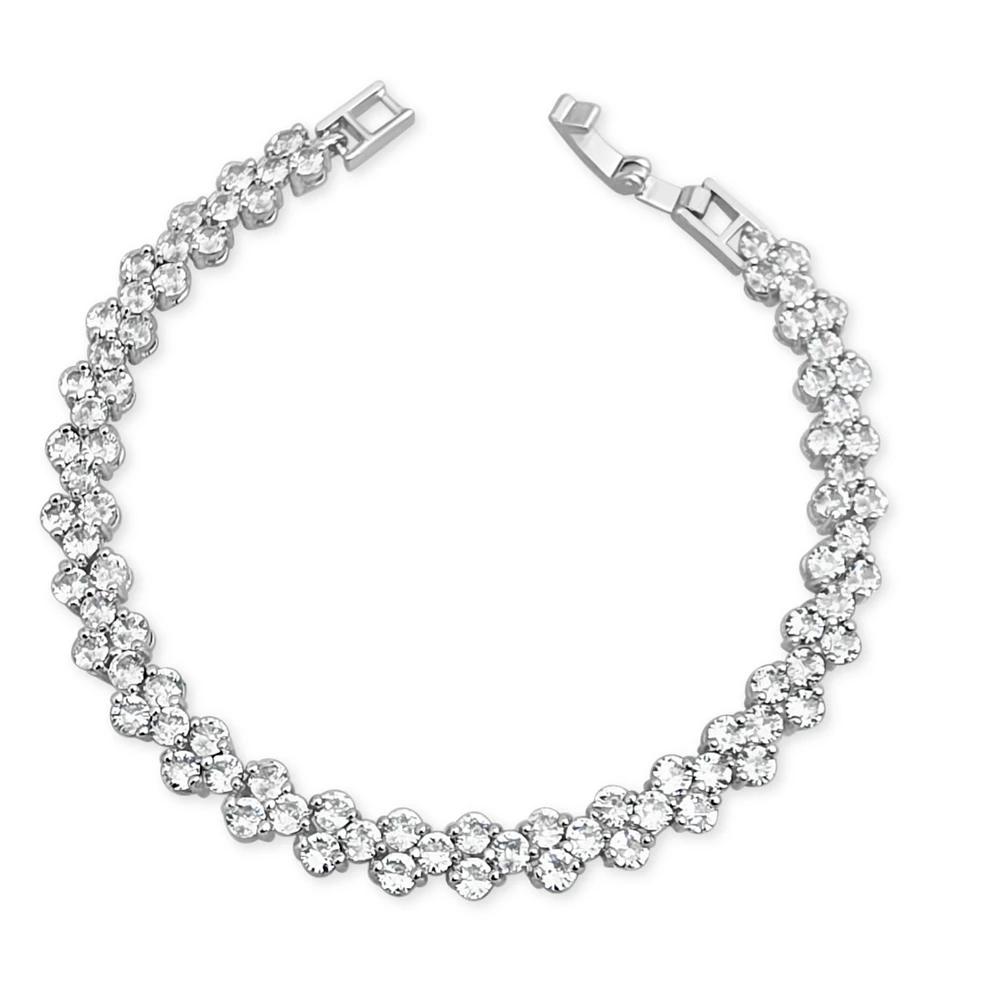 Bridal Silver  Cubic Zirconia Round   Bracelet 155192