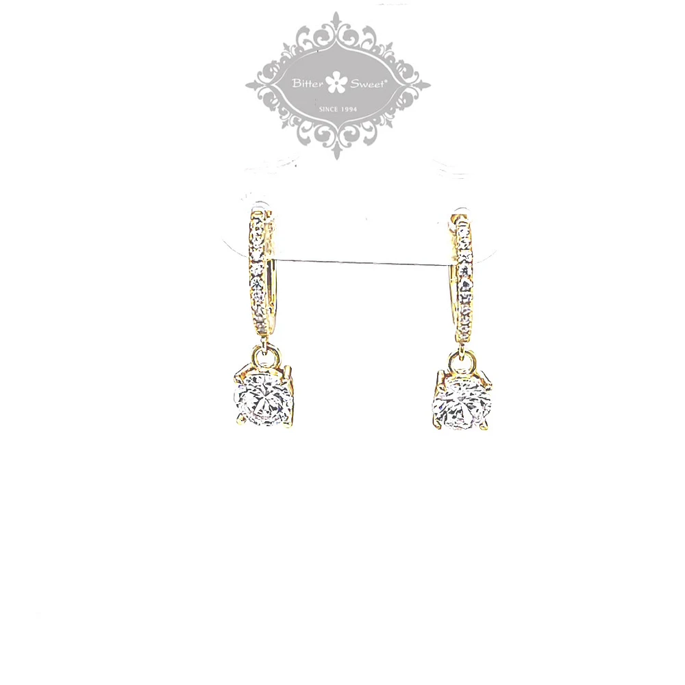 Gold Plated Sterling Silver Cubic Zirconia Hoop Earrings 151248