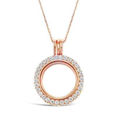 Rose Gold Plated Sterling Silver Cubic Zirconia Necklace 130701