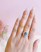 Sterling Silver Mint Oval Cubic Zirconia Ring 153391