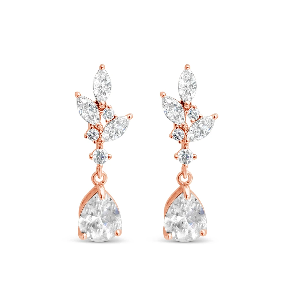 Bridal Rose Gold Cubic Zirconia Earrings 155168