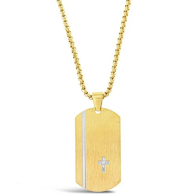 Stainless Steel Cross Tag Gold Necklace 150146