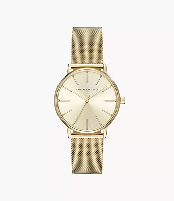 Armani Exchange Three-Hand Gold Mesh Steel Watch 154680