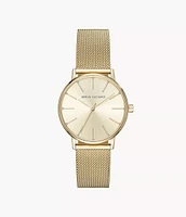 Armani Exchange Three-Hand Gold Mesh Steel Watch 154680